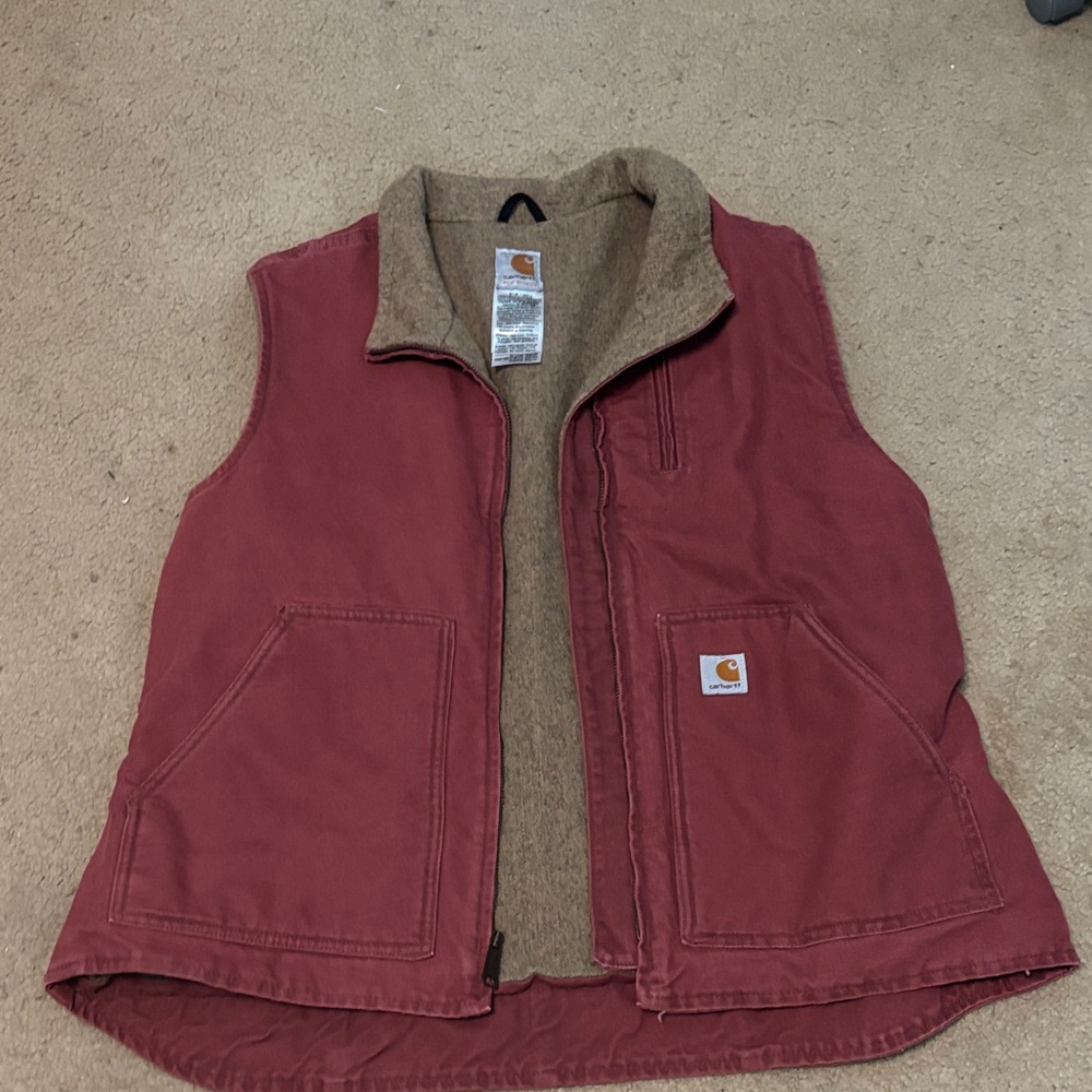 Carhartt Brick Red Vest with Beige Lining